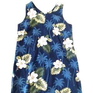 Navy Pacific Legend Short Tank Dress XL Hibiscus Flowers Made In USA #B006